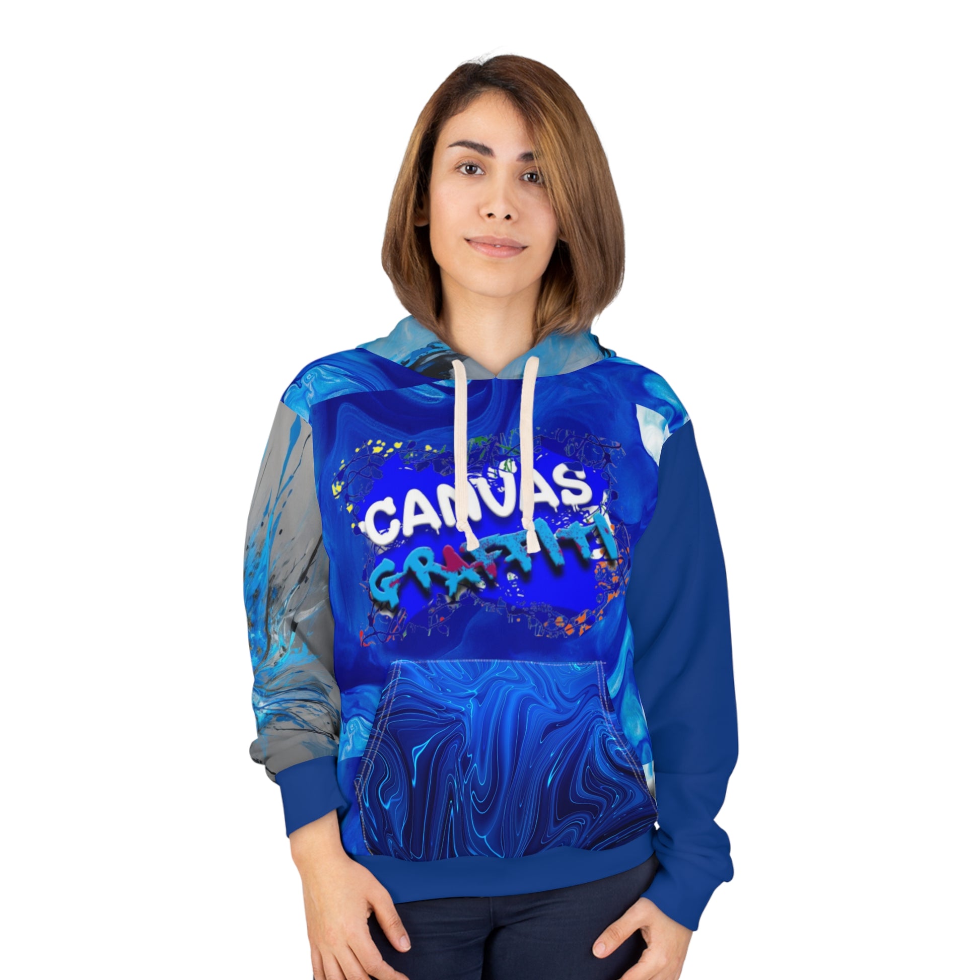 abstract blue Pullover Hoodie (AOP) Printify
