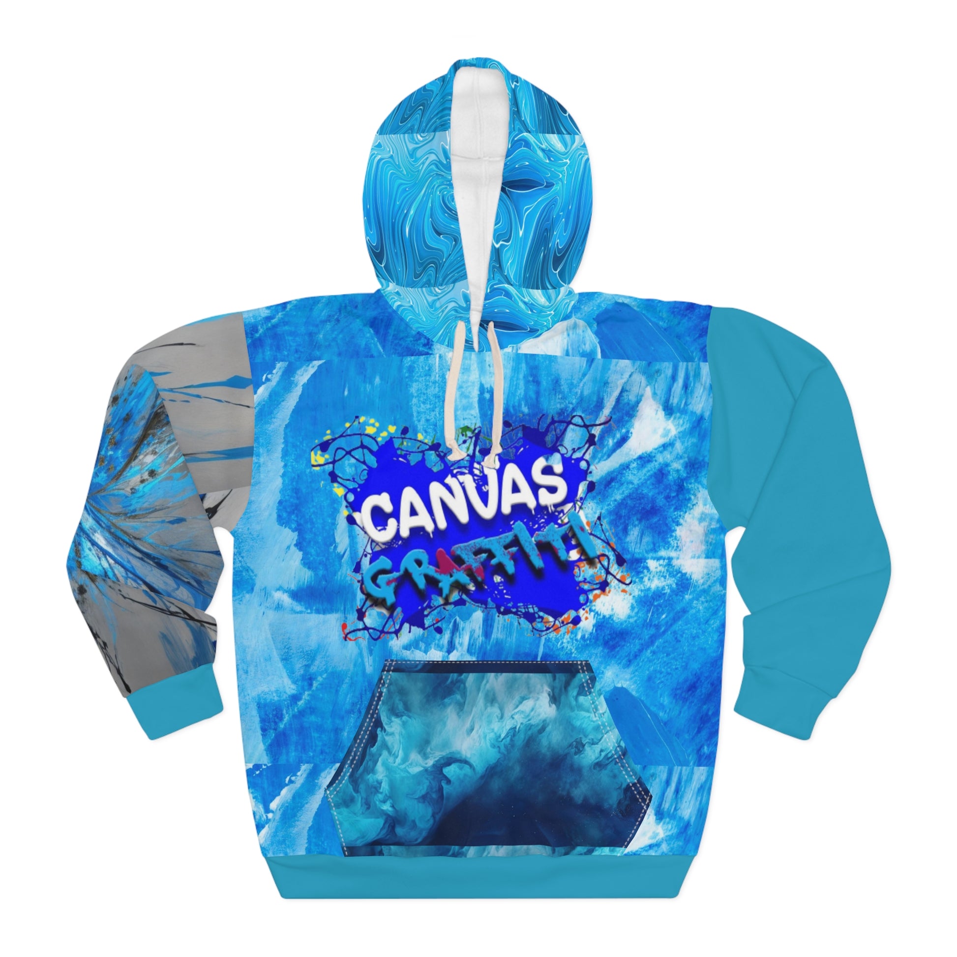 abstract light blue Pullover Hoodie (AOP) Printify