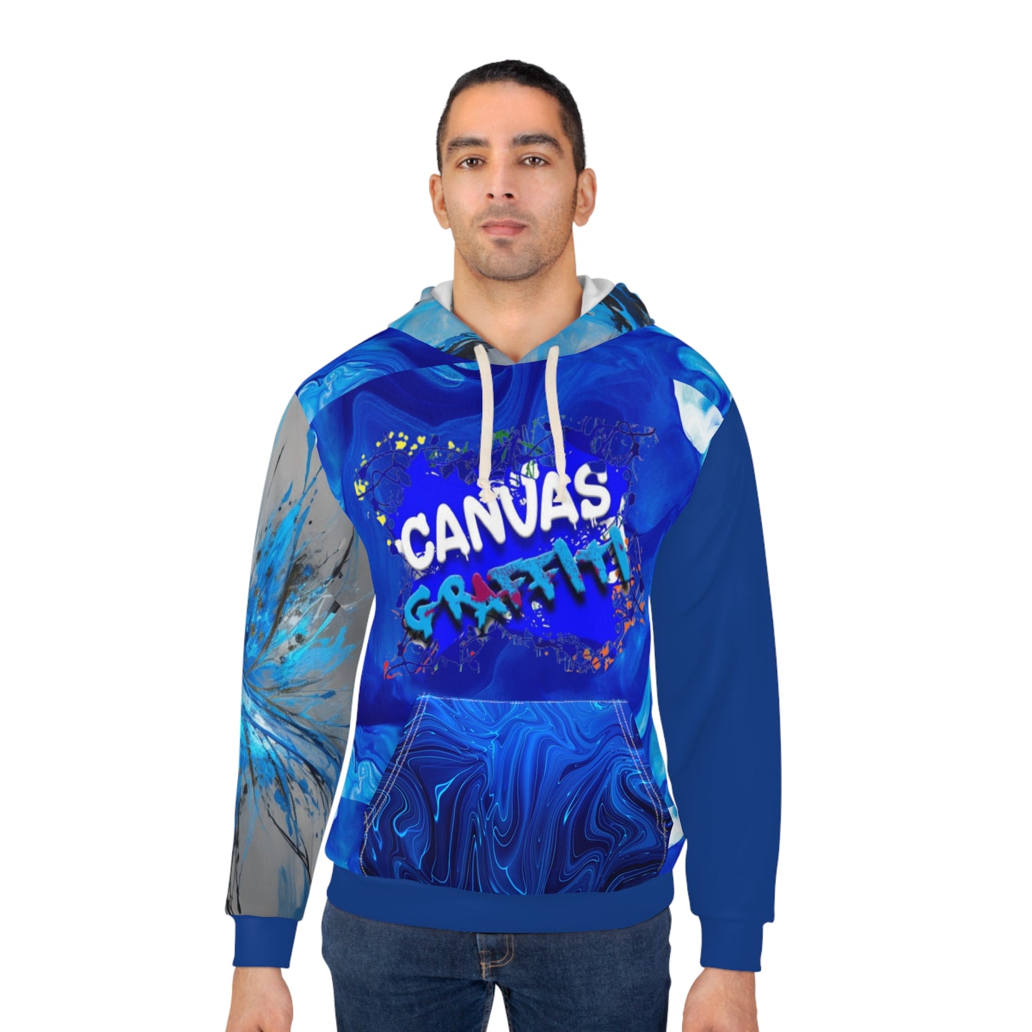 abstract blue Pullover Hoodie (AOP) Printify