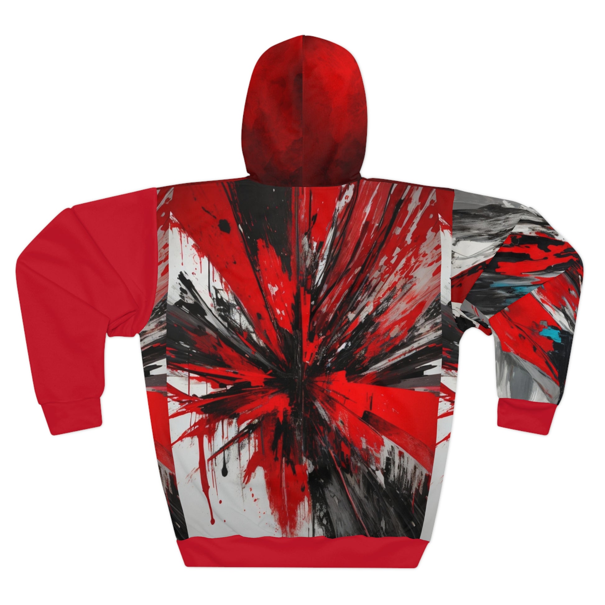 abstract red Pullover Hoodie (AOP) Printify