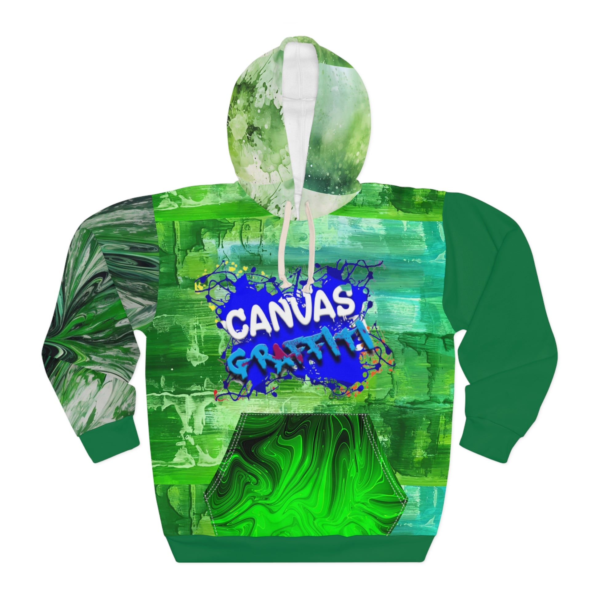 abstract green Pullover Hoodie (AOP) Printify