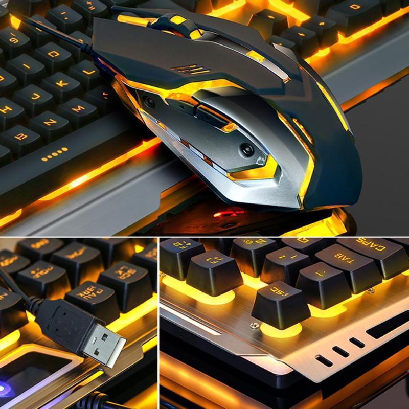Ninja Dragons Tungsten Gold Metal Frame Gaming Keyboard and Mouse Set Yellow Pandora