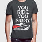 YOU RIDE YOU FIGHT Half Sleeves Black & Charcoal Tshirt Scorpius
